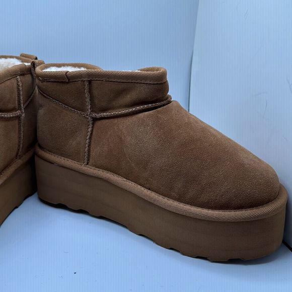 CUSHIONAIRE Women's Genuine Suede pull on platform boot +Memory Foam 6.5 WIDE CH - Picture 6 of 7